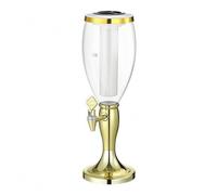 PETSOLA Dispenser di Bevande Colonna Birra Illuminata Distributore da Tavolo Serbatoio Trasparente in Luce Interna E Pedana Stabile per Servizio Self Service, Oro, 1.5L