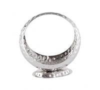 PETSOLA Fruttiera Testurizzata a Rilievo Testurizzata Fruttiera Ad Anello Resistente e Robusto Centrotavola Decorativo in Acciaio Inox, Argento, 45 Cm