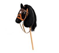 PETSOLA Giocattolo da Cavalcare in Tessuto con in Pelle Sintetica E Criniera Nera per Gioco Interattivo E Recitazione Adatto a Feste E attività Scolastiche