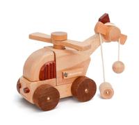 PETSOLA Macchinina di Legno Robusto, Elicottero in Legno Massello