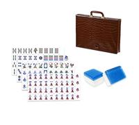 PETSOLA Mahjong Acrilico Piastrelle Gioco Tavolo Incisioni Nitide Materiale Robusto Tocco Solido Adatto a Incontri con Amici Celebrazioni Relax Domestico, Blu