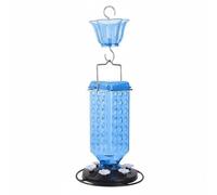 PETSOLA Mangiatoia per Colibrì con Serbatoio Ampio Beccucci Multipli Posatoio Integrato Design Sospeso con Protezione Dal Passaggio di Insetti Adatta per Balcone Patio Cortile Giardino, Blu