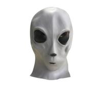 PETSOLA Maschera Alieno Elmo Maschera Integrale Copricapo in Lattice Soffice Occhi Ovali Naso Piccolo Bocca Stretta Aspetto Spaziale Bordi Inferiori Aperti, Alieno Grigio