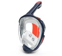 PETSOLA Maschera Subacquea Integrale Snorkeling Maschera Viso Intero Occhiali Immersione Boccaglio a Secco Lenti PC Trasparenti Silicone Morbido Design, Nero-Arancione, M
