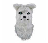 PETSOLA Maschera Zoologico Bocca Mobile Effetto Realistico Maschera Testa Animale Riutilizzabile Accessorio Costume per Halloween, Spettacolo, Carnevale, Lupo Bianco Con Bocca Apribile