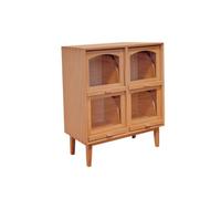PETSOLA Mobile in Legno con Scomparti Rustico Armietto Portaoggetti in Miniatura Compatto Mobile per Collezionisti, Casa Delle Bambole, Modellismo, Legno Oliato Chiaro
