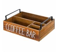PETSOLA Organizer con Scomparti Interni Robusto Contenitore tile con Manici Rigido oggetti Rettangolare in Legno per Servizio per il Servizio,