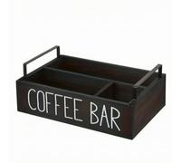 PETSOLA Organizer con Scomparti Interni Robusto Contenitore tile con Manici Rigido oggetti Rettangolare in Legno per Servizio per il Servizio, Nero