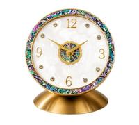 PETSOLA Orologio da Tavolo con Cornice in Madreperla Elegante Orologio con Quadrante Cavo Termsistente e Base a Piedistallo per Ufficio, Stile B