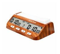 PETSOLA Orologio Scacchi Digitale Timer Partita con Doppio Display Crmetro da Tavolo per Scacchi Cinesi E Go Impostazioni E Regolabile Adatto per Tornei E Incontri a Casa, Effetto Legno