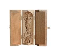 PETSOLA Pala D'altare a Tre in Legno Compatto Pala D'altare a Tre Devozionale Decorato Scultura Religiosa in Legno per Fedeli, Altare Domestico