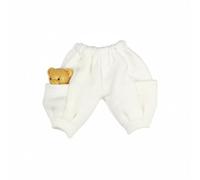 PETSOLA Pantaloni con Tasca Orsetto per Bambole Larghi con Elastico con Polsini in Stoffa Soffice con Piccolo Pupazzo, Bianco