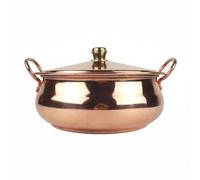 PETSOLA Pentola in Rame Puro Pentola Casseruola Vaporiera con Piastre di Rame Spesse E Manici Robusti Compatibile con Induzione E Fornelli Tradizionali Adatta, 20CM