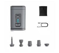 PETSOLA Pompa Portatile Mini Compressore Gonfiatore Aspiratore Elettrico Ricaricabile Via USB C con Ugelli Schermo Digitale in Adatta per Campeggio Escursionismo Bagagliaio, Array, Grigio Fumo