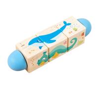 PETSOLA Puzzle Educativo Rotante per Bambini Blocchi Puzzle Cubi Gioco di Abbinamento Tre Segmenti da Combinare per Coordinazione -manuale Adatto a Attività Casa Aula, Ocean