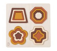 PETSOLA Puzzle Forme Bambini Gioco Didattico, Puzzle 3D Di Forme Geometriche Trapezio, Ottagono, Fiore, Croce Nei Toni Del Marrone E Arancione