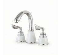 PETSOLA Rubinetto a Tre Fori Retrò Rubinetto con Manopole Separate Resistente Rubinetteria per Lavandino, Bagno, Argento
