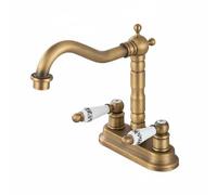 PETSOLA Rubinetto Bronzo Due Fori Doppio Comando Rubinetto Vintage Girevole, Stile Ceramica