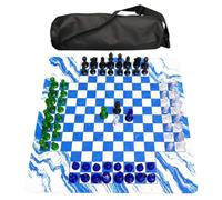 PETSOLA Scacchi con Pezzi in Plastica Trasparente Colorato Scacchi Internazionali Non Magnetico Gioco da Tavolo per Bambini, Riunioni Riunioni Non Formali, con Borsa
