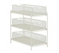 PETSOLA Scaffale Sottolavello con Cestini Salvaspazio Organizzatore Sottolavello con Cestino Estraibile Scaffale sotto Lavabo Cassetti per Lavanderia, Bianco, Piccolo Tre Strati