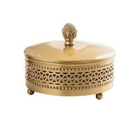 PETSOLA Scatola in Ottone con Coperchio Traforato Porta Caramelle con Piedini Raffinato Organizer per Collezionisti