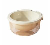 PETSOLA Scolapiatti da Cucina Setaccio Ciotola Colino Contenitore Lavaggio con Base Raccogligocce Finitura Liscia Senza Manico Comodo Capacità Grande PET, Bianco Latte