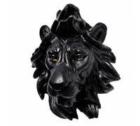 PETSOLA Scultura Tridimensionale da Parete | Profilo Compatto, Testa di Decorativa da Parete, per Interni, Scultura a Testa Dettagli del Pelo, Bar, Leone Nero