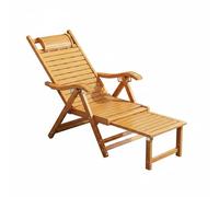 PETSOLA Sedia Sdraio Recliner Pieghevole Poltrona Reclinabile Poltrona Sdraiante Sedia Lettino in Bambù con Sostegno Resistente E Regolazione Schienale, Classico Allungato - Marrone Tè