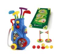 PETSOLA Set da Golf Giocattolo Completo Set da Golf con Carrello Portatile Tappetino Putting per Bambini, Famiglie, Giardino, Casa