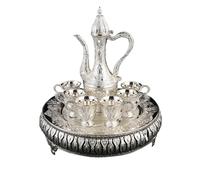 PETSOLA Set da Vino con Brocca Stile Antico Servizio da Sake in Metallo Arredamento per la Casa per Esposizione, Soggiorno, Argento