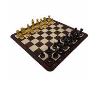 PETSOLA Set di Scacchi in Plastica Leggero Scacchiera Arrotolabile con Pezzi Educativo Set Scacchi Arrotolabile per Bambini, Studenti, Tornei, Venatura Legno