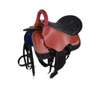 PETSOLA Set Sella per Cavallo, Sedile da Equitazione, Comodo, Resistente all'Usura, Accessori Sportivi, Pratico Cuscino Antiscivolo, Attrezzatura per Equi, Piccolo Rosso