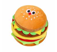 PETSOLA Sgabello Contenitore a Forma di Hamburger Multifunzionale Pouf a Forma di Panino Morbido Storage Box Tondo Imbottito per Bambini, Cameretta, Soggiorno, Stile D
