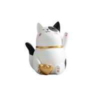 PETSOLA Soprammobile a Forma di Gatto Decorativo | Finitura Bianca e Nera, Statuetta a Forma di Gatto, Bicolore, Decorazione, per Soggiorno, Studio, Cameretta, dei, Bocca Sorridente