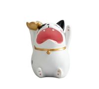 PETSOLA Soprammobile a Forma di Gatto Decorativo | Finitura Bianca e Nera, Statuetta a Forma di Gatto, Bicolore, Decorazione, per Soggiorno, Studio, Cameretta, dei, Bocca Aperta
