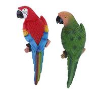 PETSOLA Statue da Giardino in Pappagallo in Resina 2 Pezzi di Grandi Dimensioni per Decorazioni da Esterno Patio - Verde E Rosso