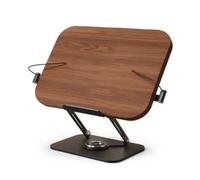 PETSOLA Supporto per Libri da Scrivania Regolabile in Altezza Supporto Inclinabile Elegante per Studenti, Lettori, Noce Nero, Base In Metallo, Rotante A 360°