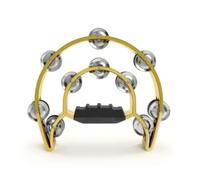 PETSOLA Tamburello a Doppia Serie Resistente Tamburello a Mezzaluna Professionale Percussione per Canto Collettivo, Scuola, Oro