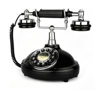 PETSOLA Telefono Vintage con Quadrante Rotante Classico Telefono Fisso da Tavolo Dettagli Decorativi E Lucentezza Raffinata Adatto per Ambienti Nostalgici Comunicazione Quotidiana, Nero