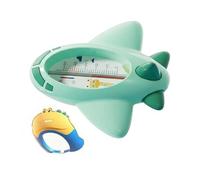 PETSOLA Termometro da Bagno per Bambini Termometro Acqua Termometro Galleggiante Ambiente Giocattolo Educativo Sensore Idraulico Affidabile Presa Comoda per, Verde, Aereo+BerrettoDoccia