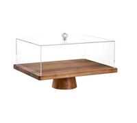 PETSOLA Torta con Campana Decorativo | Rettangolare, Espositore per Dolci con Cupola, Elegante, Vassoio Cupola, Pasticceria, Grande 43 CM