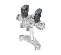 PETSOLA Tripla Piastra Sterzo Alluminio 6061 con Stelo per Serie Kit Piastra Superiore Inferiore E Bulloni Struttura Rigida a Doppia Morsa Adatta per Montaggi, Argento