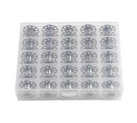 PETSTIBLE 25 bobine da cucito in metallo con scatola trasparente, bobine di filo riutilizzabili per ricamo e macchine da cucire domestiche, organizzazione fai da te