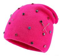 PETSTIBLE Berretto lavorato a maglia, cappello invernale alla moda con spilla di strass, caldo e sciolto protezione per le orecchie per le donne