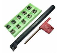 PETSTIBLE Mandrino per barra di alesatura filettata per tornio CNC interno + 10 lame CCMT09T304 + chiave T8, resistenza agli urti e utensili per tornio CNC resistenti