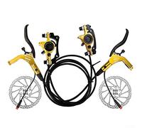 PETSTIBLE Set di freni a disco idraulici elettrici per bici elettrica, set completo per freno a disco idraulico per bici elettrica, leva del freno con rotore (dorato)