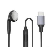 PETSTIBLE Singolo auricolare cablato con microfono, 120 cm, in nylon per cavo in TPU, isolamento acustico, per dormire sul fianco, cuffie nere (connettore di tipo C)