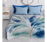 PETTI Artigiani Italia - Telo Arredo Copridivano Copritutto in Microfibra 180x270 cm, Fantasia Palma Blu | Multiuso per Divani, Copriletto e Copritavolo | Telo Protettivo Lavabile