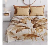 PETTI Artigiani Italia - Telo Arredo Copridivano Copritutto in Microfibra 260x270 cm, Fantasia Palma Fango | Multiuso per Divani, Copriletto e Copritavolo | Telo Protettivo Lavabile