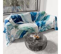 PETTI Artigiani Italia - Telo Arredo Copridivano Copritutto in Microfibra 360x270 cm, Fantasia Palma Blu | Multiuso per Divani, Copriletto e Copritavolo | Telo Protettivo Lavabile